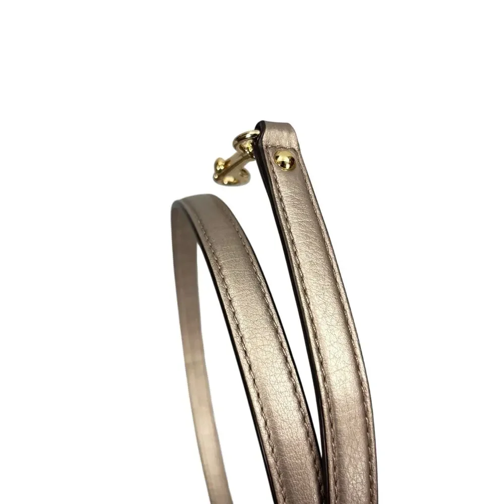 Coach Metallic Champagne Leather Crossbody Bag Strap Gold Hardware 40in